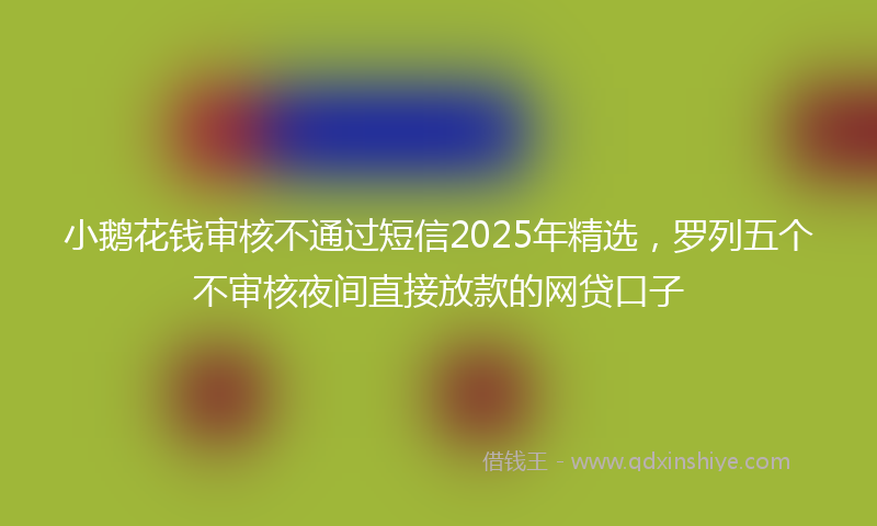 小鹅花钱审核不通过短信2025年精选，罗列五个不审核夜间直接放款的网贷口子