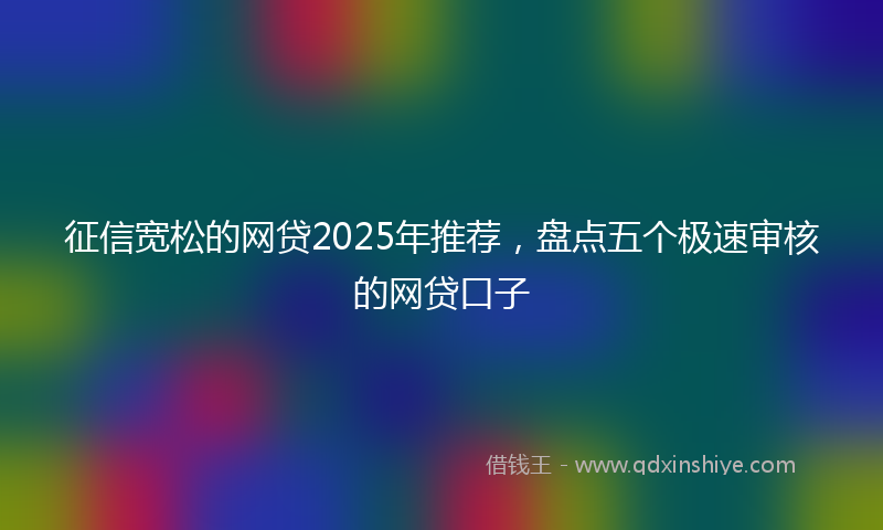 征信宽松的网贷2025年推荐，盘点五个极速审核的网贷口子