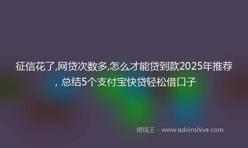 征信花了,网贷次数多,怎么才能贷到款2025年推荐，总结5个支付宝快贷轻松借口子