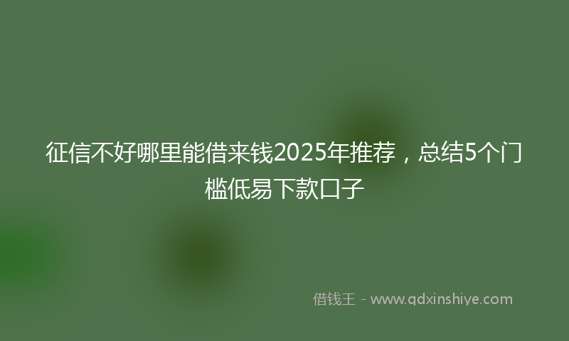 征信不好哪里能借来钱2025年推荐，总结5个门槛低易下款口子