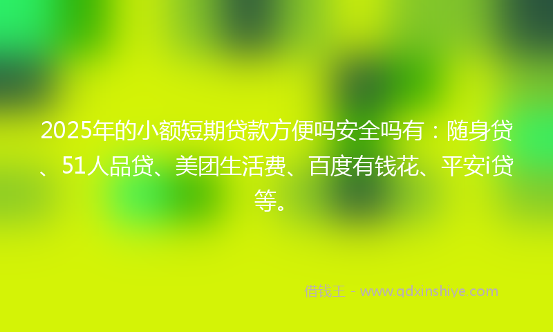 2025年的小额短期贷款方便吗安全吗有：随身贷、51人品贷、美团生活费、百度有钱花、平安i贷等。