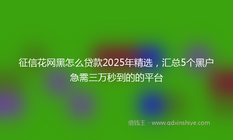 征信花网黑怎么贷款2025年精选，汇总5个黑户急需三万秒到的的平台