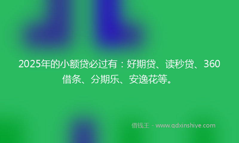 2025年的小额贷必过有：好期贷、读秒贷、360借条、分期乐、安逸花等。
