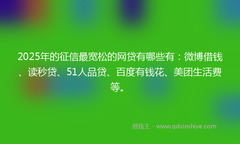 2025年的征信最宽松的网贷有哪些有：微博借钱、读秒贷、51人品贷、百度有钱花、美团生活费等。