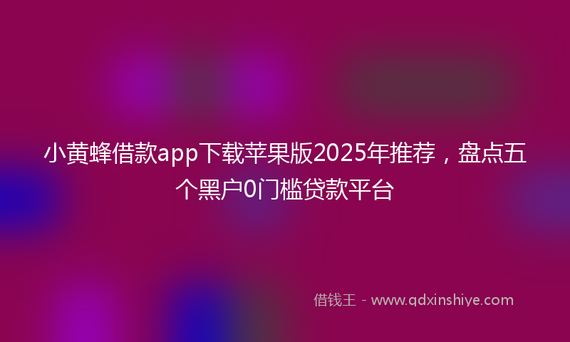小黄蜂借款app下载苹果版2025年推荐，盘点五个黑户0门槛贷款平台