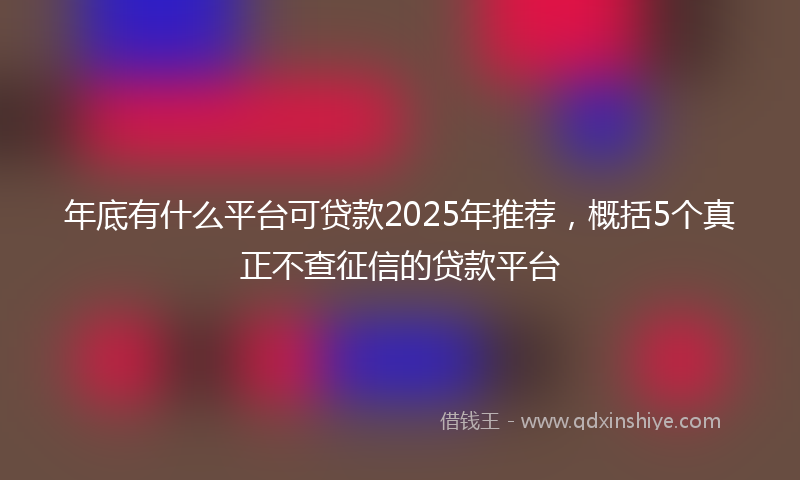 年底有什么平台可贷款2025年推荐，概括5个真正不查征信的贷款平台