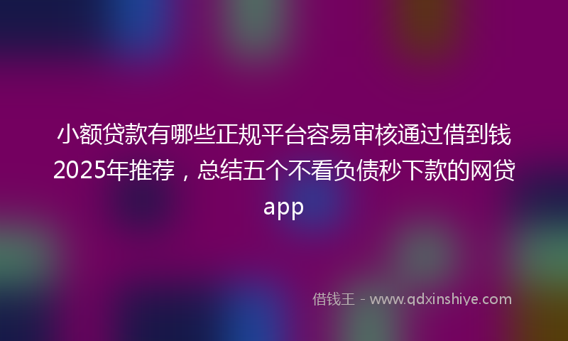 小额贷款有哪些正规平台容易审核通过借到钱2025年推荐，总结五个不看负债秒下款的网贷app