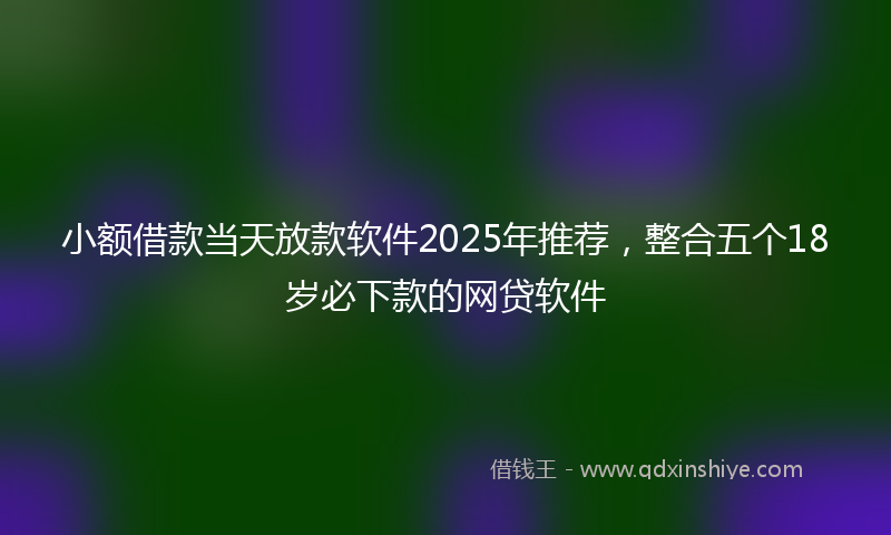 小额借款当天放款软件2025年推荐，整合五个18岁必下款的网贷软件