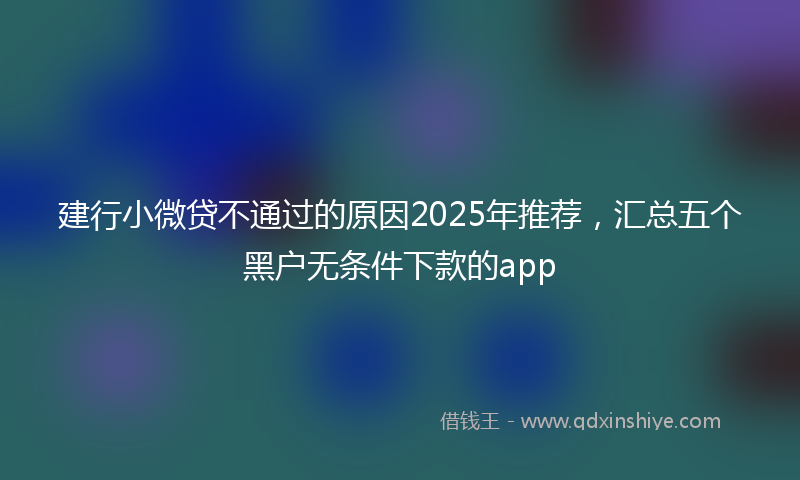 建行小微贷不通过的原因2025年推荐，汇总五个黑户无条件下款的app
