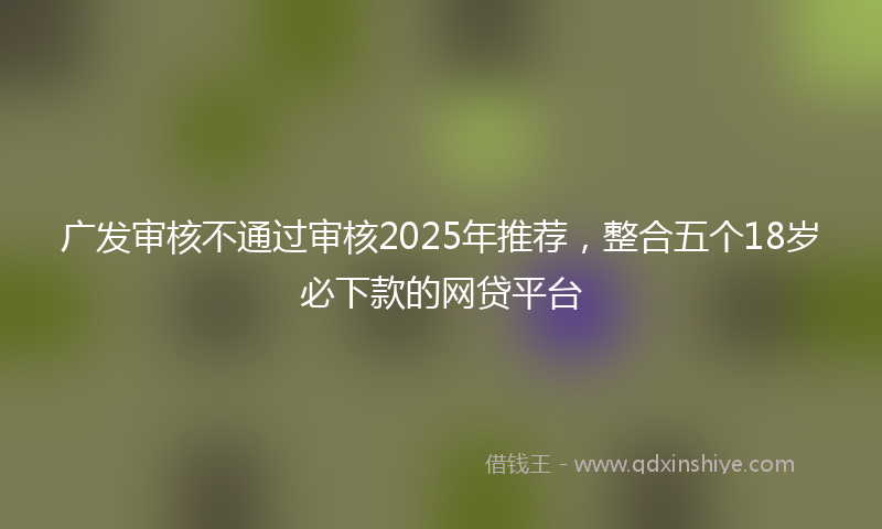 广发审核不通过审核2025年推荐，整合五个18岁必下款的网贷平台