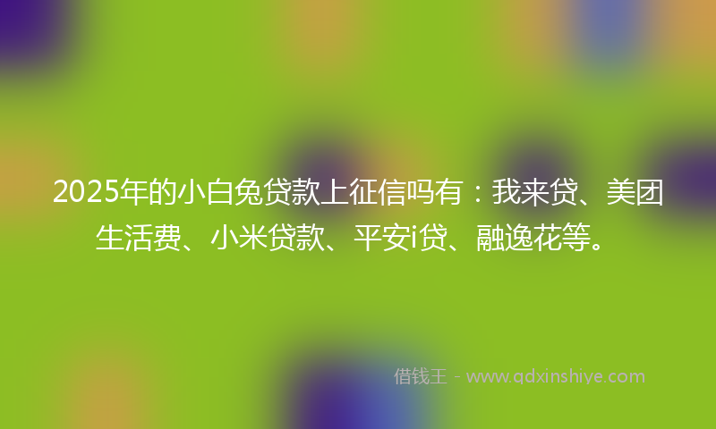 2025年的小白兔贷款上征信吗有：我来贷、美团生活费、小米贷款、平安i贷、融逸花等。
