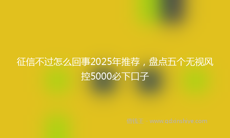 征信不过怎么回事2025年推荐，盘点五个无视风控5000必下口子