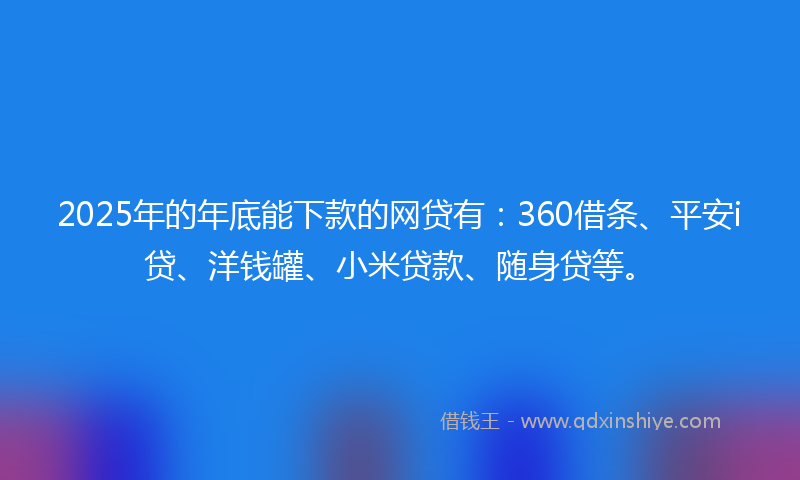 2025年的年底能下款的网贷有：360借条、平安i贷、洋钱罐、小米贷款、随身贷等。