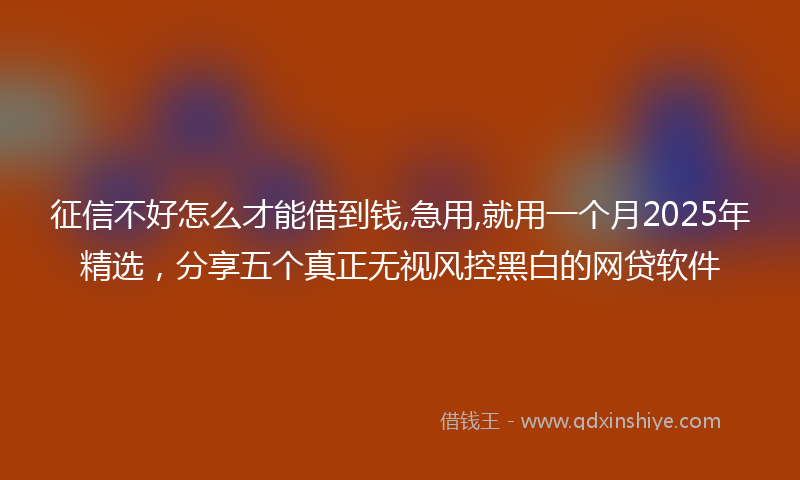 征信不好怎么才能借到钱,急用,就用一个月2025年精选，分享五个真正无视风控黑白的网贷软件