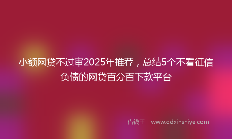 小额网贷不过审2025年推荐，总结5个不看征信负债的网贷百分百下款平台