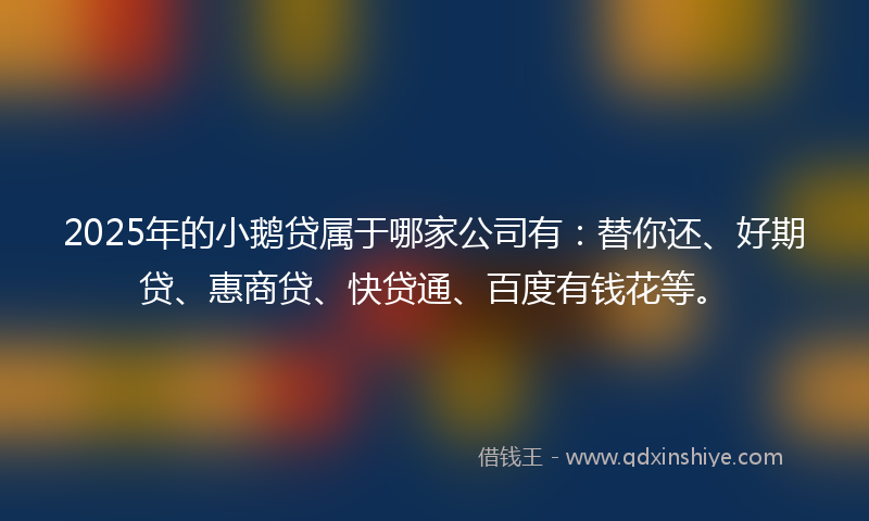 2025年的小鹅贷属于哪家公司有：替你还、好期贷、惠商贷、快贷通、百度有钱花等。