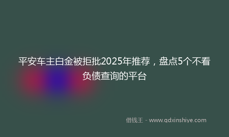 平安车主白金被拒批2025年推荐，盘点5个不看负债查询的平台