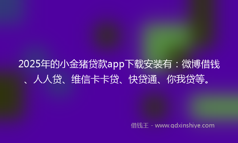 2025年的小金猪贷款app下载安装有：微博借钱、人人贷、维信卡卡贷、快贷通、你我贷等。