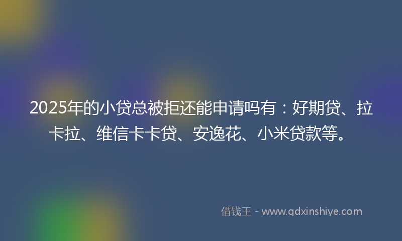 2025年的小贷总被拒还能申请吗有：好期贷、拉卡拉、维信卡卡贷、安逸花、小米贷款等。