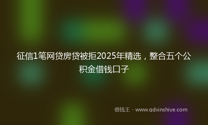 征信1笔网贷房贷被拒2025年精选，整合五个公积金借钱口子