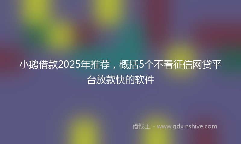 小鹅借款2025年推荐，概括5个不看征信网贷平台放款快的软件