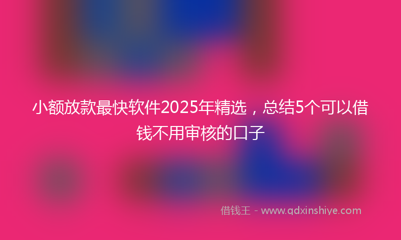 小额放款最快软件2025年精选，总结5个可以借钱不用审核的口子