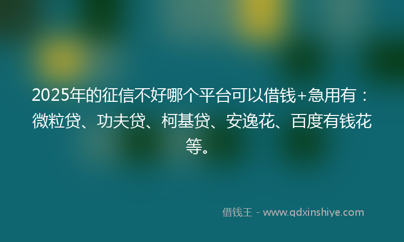 2025年的征信不好哪个平台可以借钱+急用有：微粒贷、功夫贷、柯基贷、安逸花、百度有钱花等。