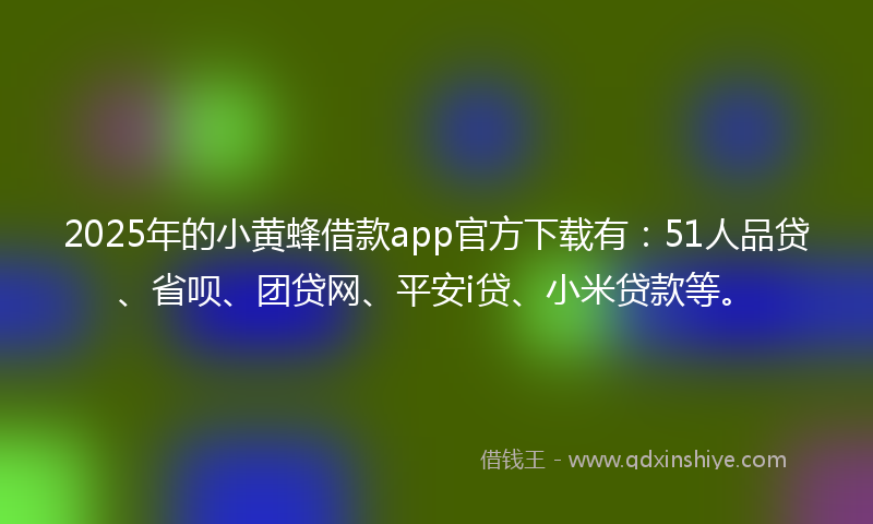 2025年的小黄蜂借款app官方下载有：51人品贷、省呗、团贷网、平安i贷、小米贷款等。