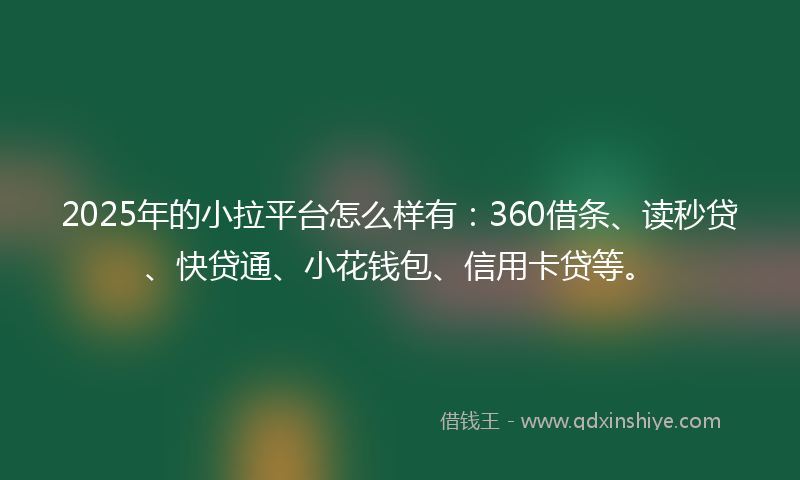 2025年的小拉平台怎么样有：360借条、读秒贷、快贷通、小花钱包、信用卡贷等。