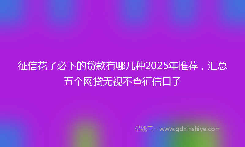 征信花了必下的贷款有哪几种2025年推荐，汇总五个网贷无视不查征信口子