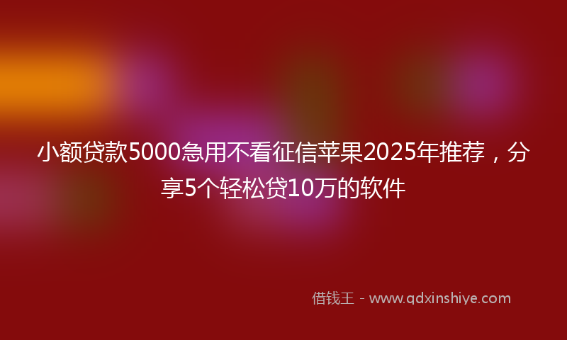小额贷款5000急用不看征信苹果2025年推荐，分享5个轻松贷10万的软件