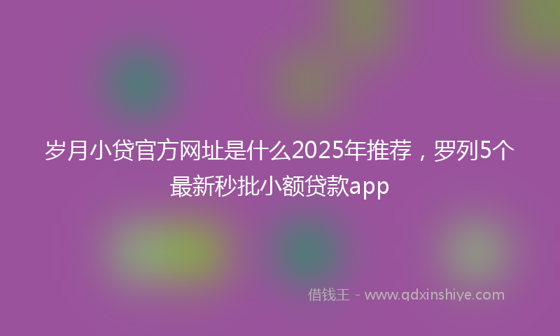 岁月小贷官方网址是什么2025年推荐，罗列5个最新秒批小额贷款app