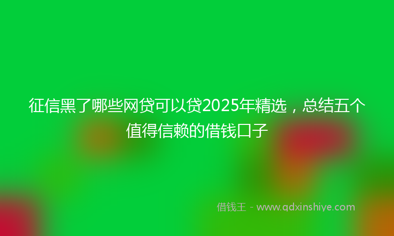 征信黑了哪些网贷可以贷2025年精选，总结五个值得信赖的借钱口子