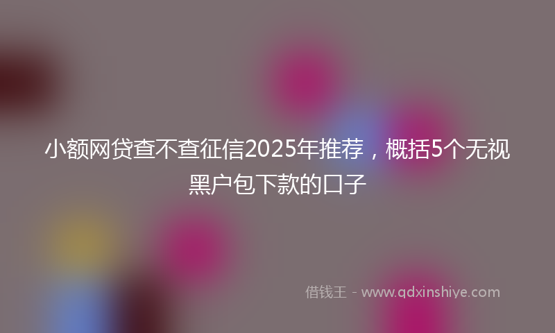 小额网贷查不查征信2025年推荐，概括5个无视黑户包下款的口子