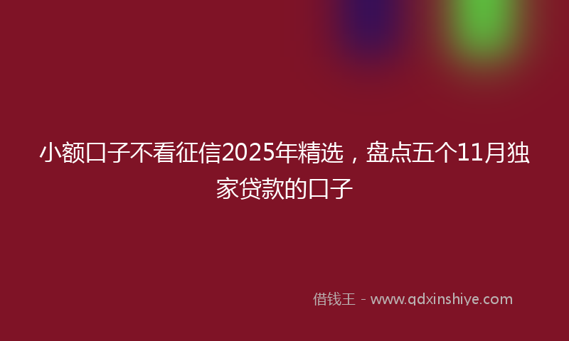 小额口子不看征信2025年精选，盘点五个11月独家贷款的口子