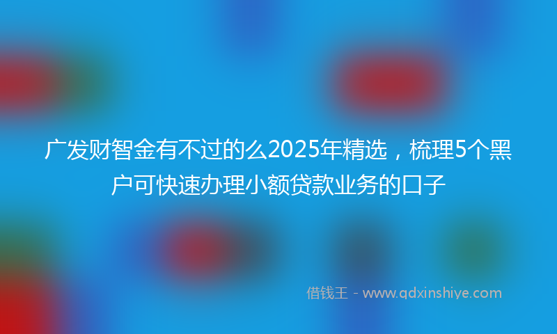 广发财智金有不过的么2025年精选，梳理5个黑户可快速办理小额贷款业务的口子