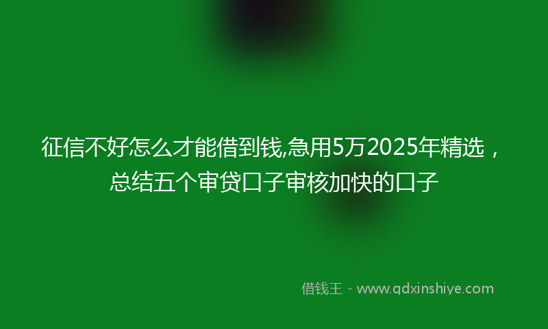 征信不好怎么才能借到钱,急用5万2025年精选，总结五个审贷口子审核加快的口子