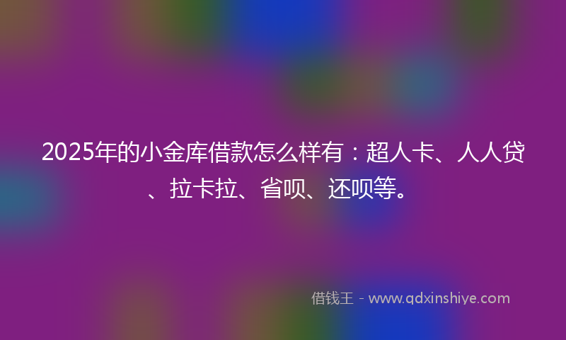2025年的小金库借款怎么样有：超人卡、人人贷、拉卡拉、省呗、还呗等。