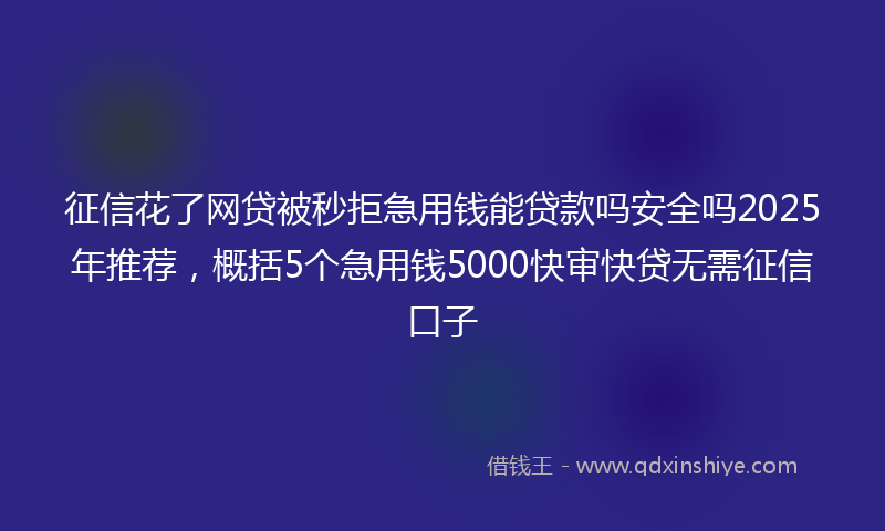 征信花了网贷被秒拒急用钱能贷款吗安全吗2025年推荐，概括5个急用钱5000快审快贷无需征信口子