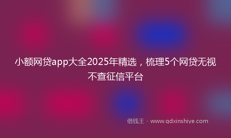 小额网贷app大全2025年精选，梳理5个网贷无视不查征信平台