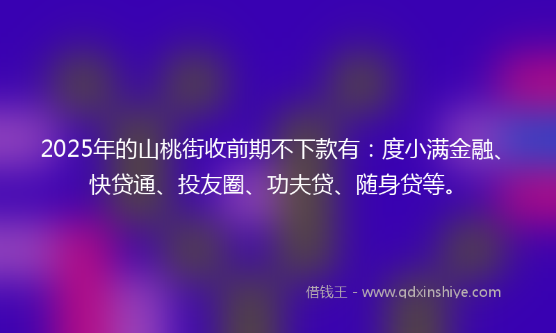 2025年的山桃街收前期不下款有：度小满金融、快贷通、投友圈、功夫贷、随身贷等。