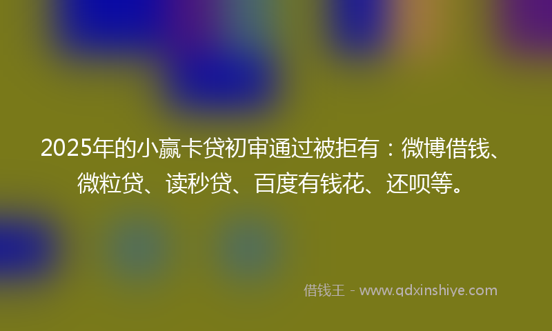 2025年的小赢卡贷初审通过被拒有：微博借钱、微粒贷、读秒贷、百度有钱花、还呗等。