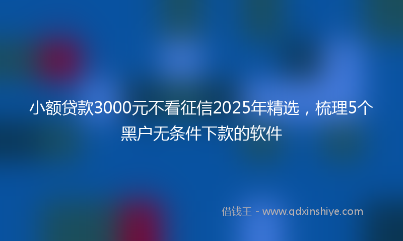 小额贷款3000元不看征信2025年精选，梳理5个黑户无条件下款的软件