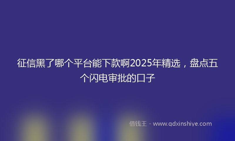 征信黑了哪个平台能下款啊2025年精选，盘点五个闪电审批的口子