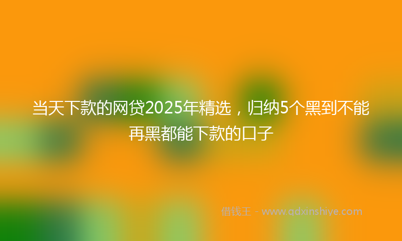 当天下款的网贷2025年精选，归纳5个黑到不能再黑都能下款的口子