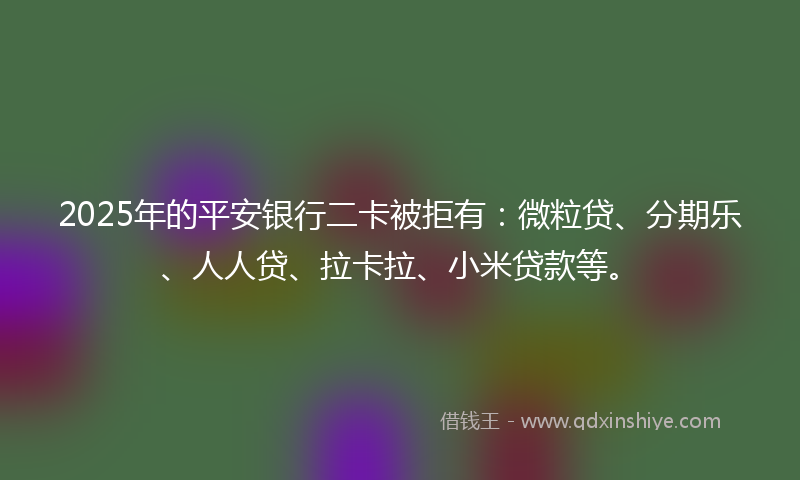 2025年的平安银行二卡被拒有：微粒贷、分期乐、人人贷、拉卡拉、小米贷款等。