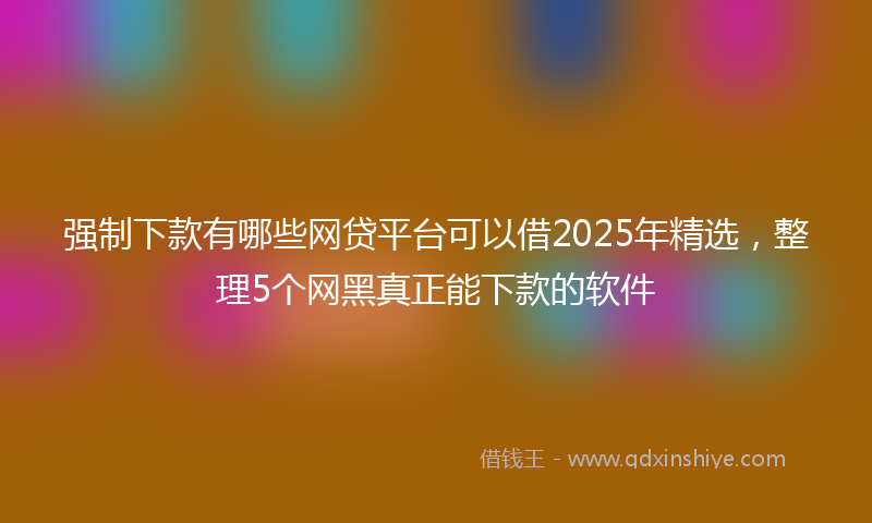 强制下款有哪些网贷平台可以借2025年精选，整理5个网黑真正能下款的软件