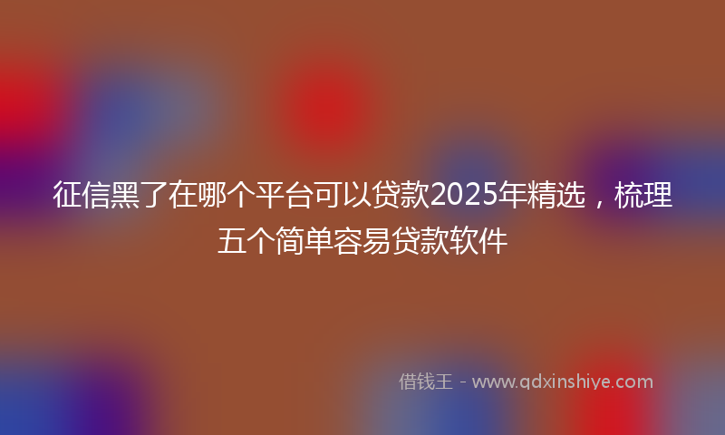 征信黑了在哪个平台可以贷款2025年精选，梳理五个简单容易贷款软件