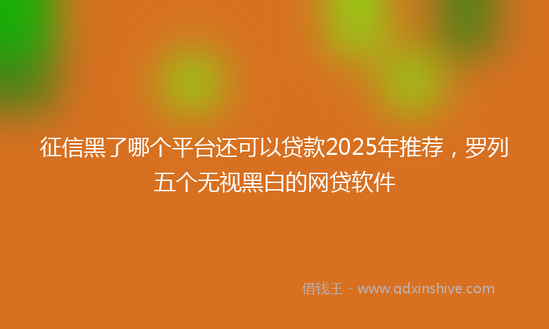 征信黑了哪个平台还可以贷款2025年推荐，罗列五个无视黑白的网贷软件