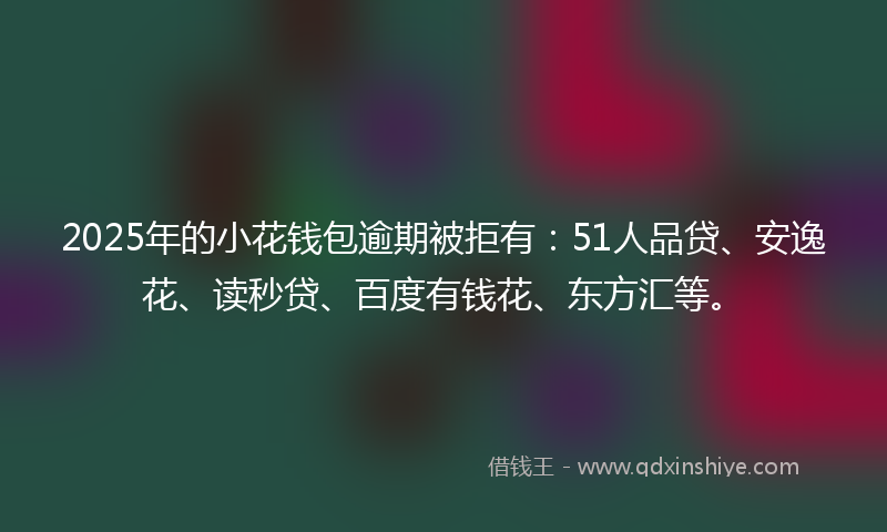 2025年的小花钱包逾期被拒有：51人品贷、安逸花、读秒贷、百度有钱花、东方汇等。